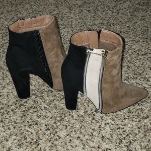 loriann color block heeled bootie